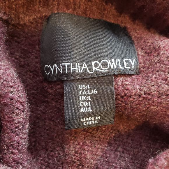 CYNTHIA ROWLEY Brown Turtleneck Wool Blend Sweater Womens Size Large - Picture 3 of 5
